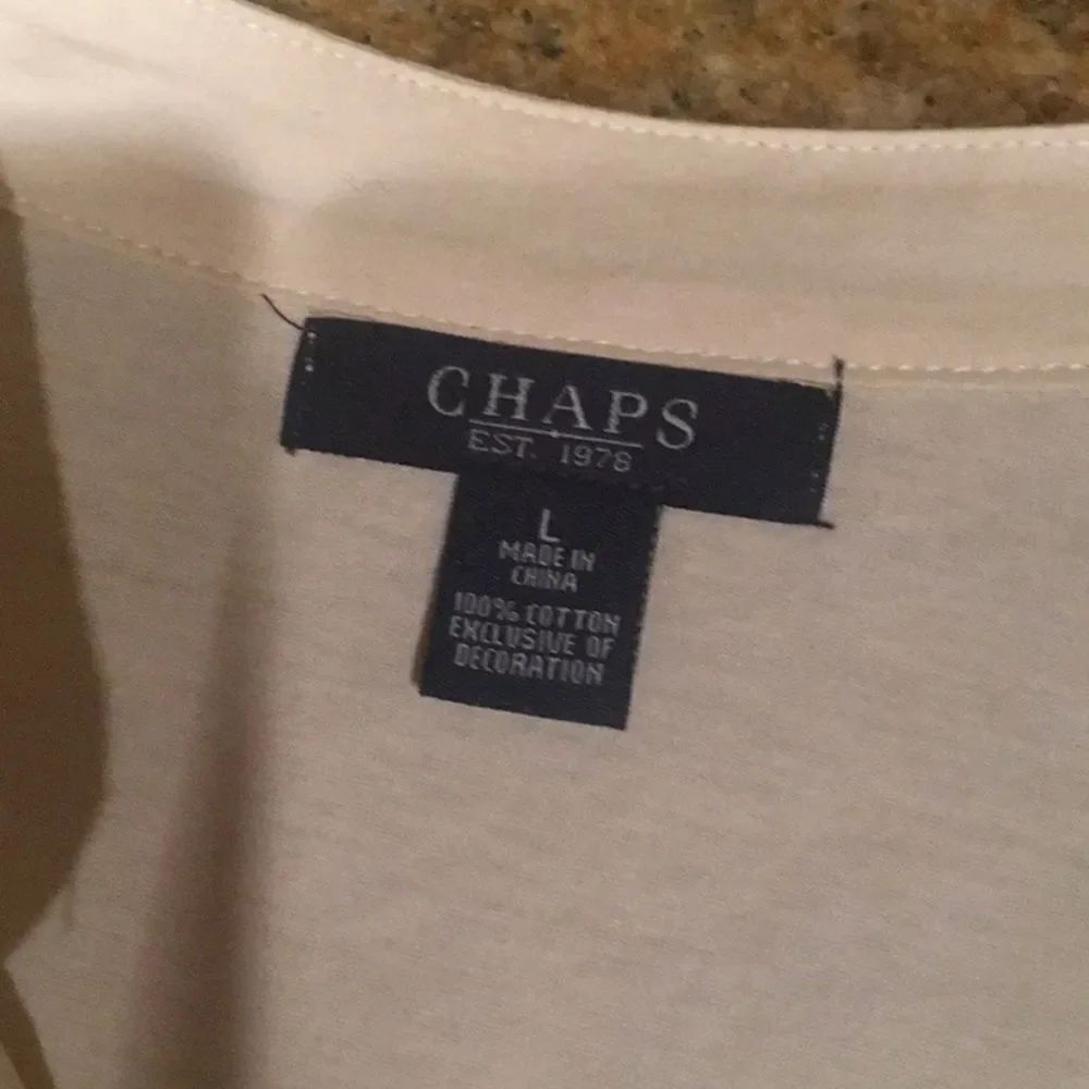 Chaps Cream Color Ruffled Knit Top - Picture 4 of 5